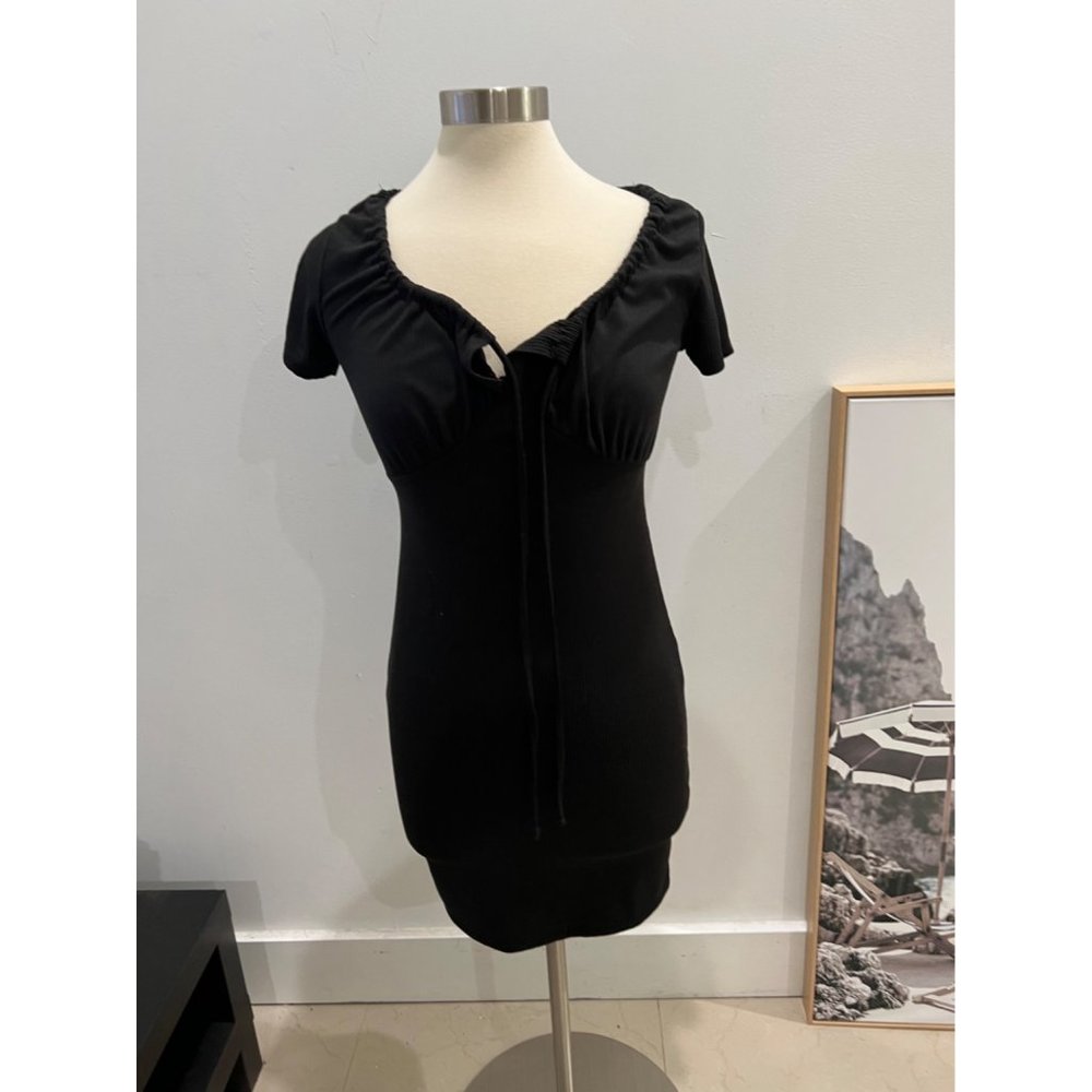 Ribbed drawstring top dress